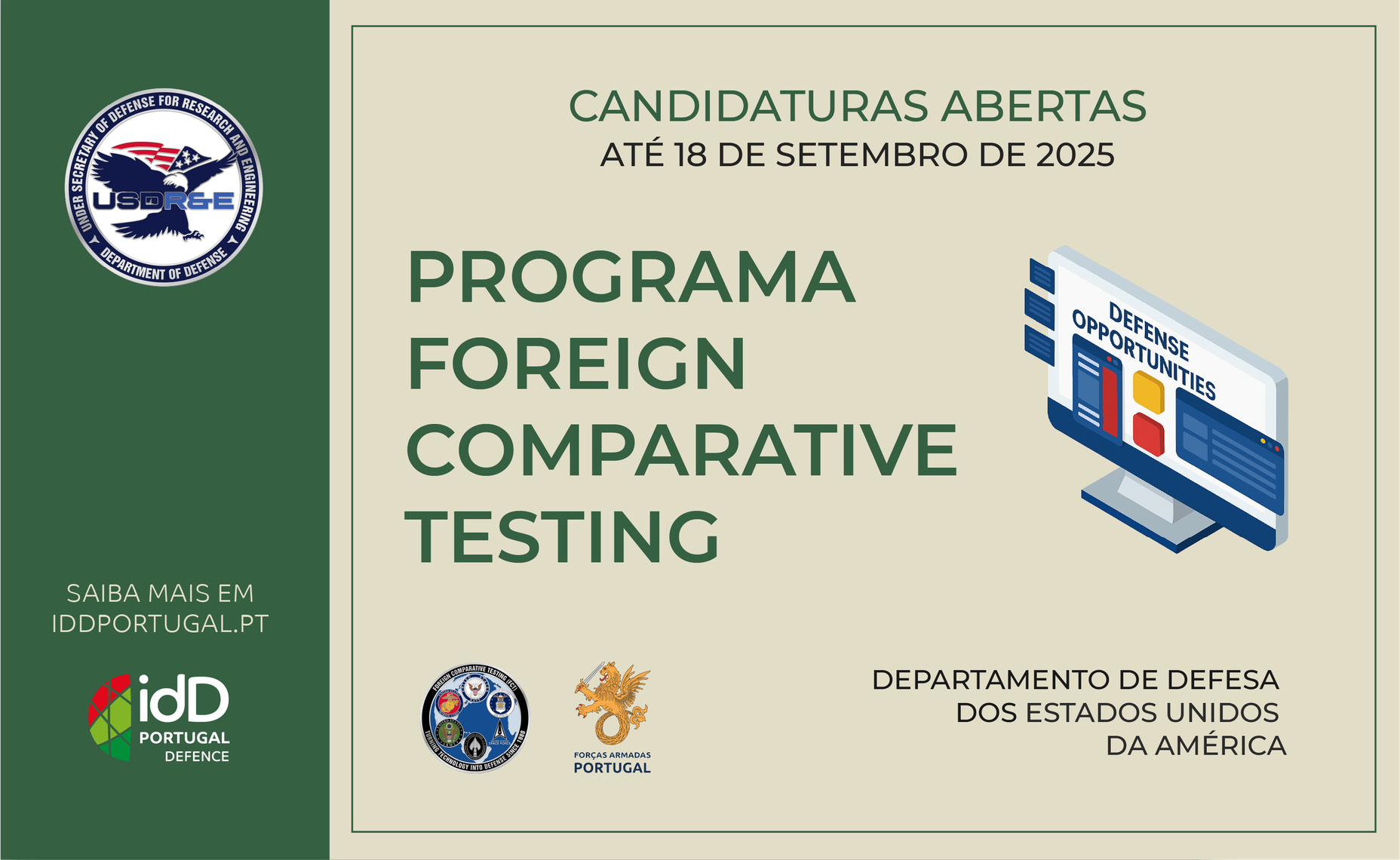 Programa Foreign Comparative Testing | Candidaturas Abertas